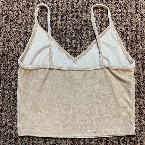 Forever 21 Cream/Tan Velvet Tank Top Crop Top, Size Small - Picture 5 of 5